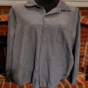 Tommy Bahama Grey Corduroy Button Up with Small White Diamond Pattern Men's M
